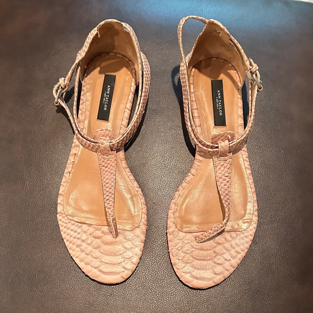 Ann Taylor Blush Snakeskin Sandals